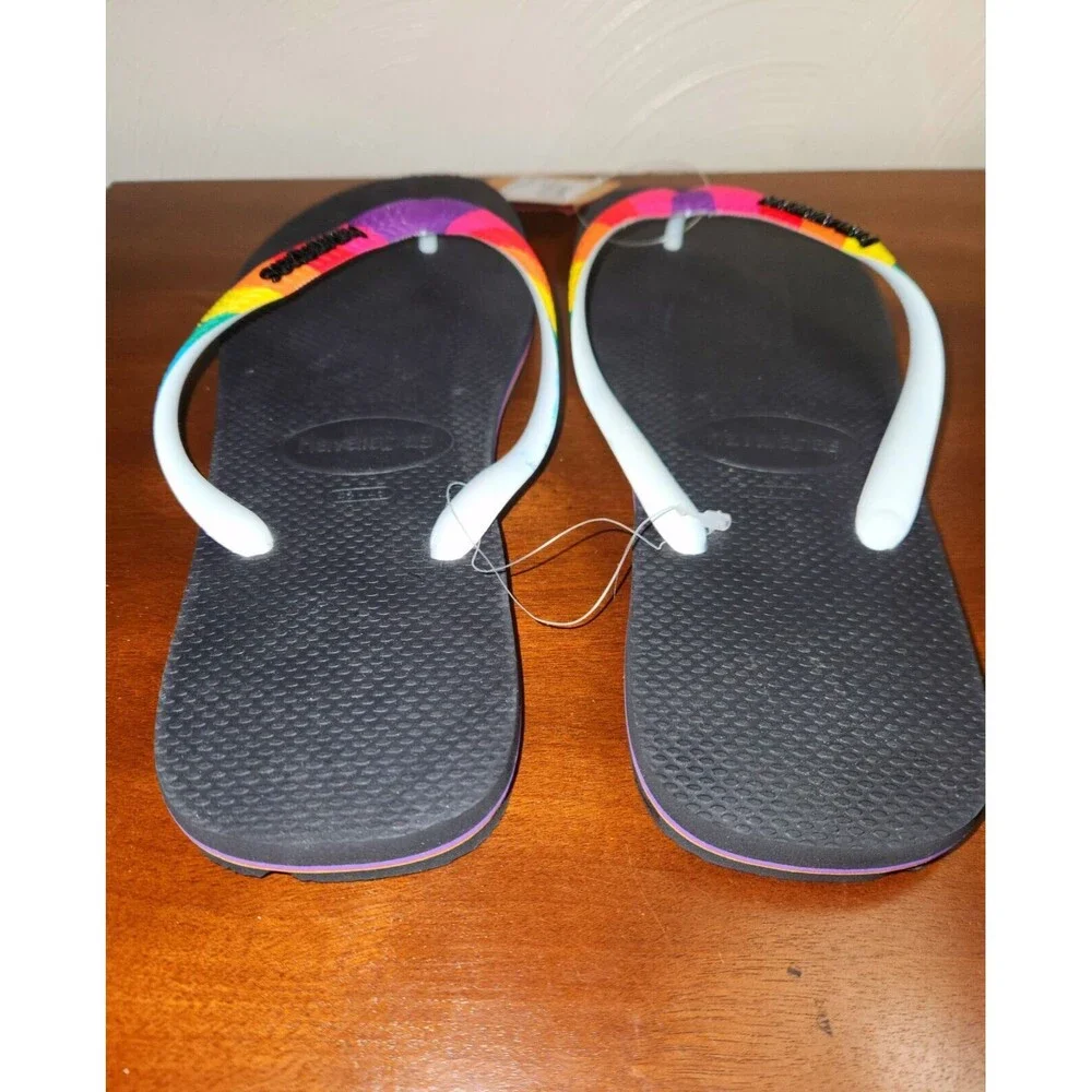 Havaianas Top Pride Rainbow Strap Thongs Sandals Unisex Mens Size 13 New W/Tags